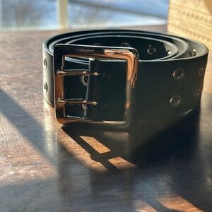 Women's Black Belt with Silver Buckle